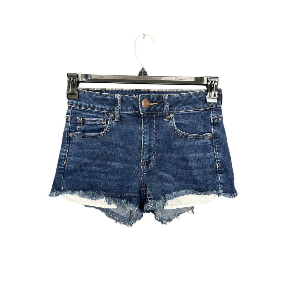 American Eagle Super‎ Stretch Hi Rise Shortie Size 4 Jean Denim